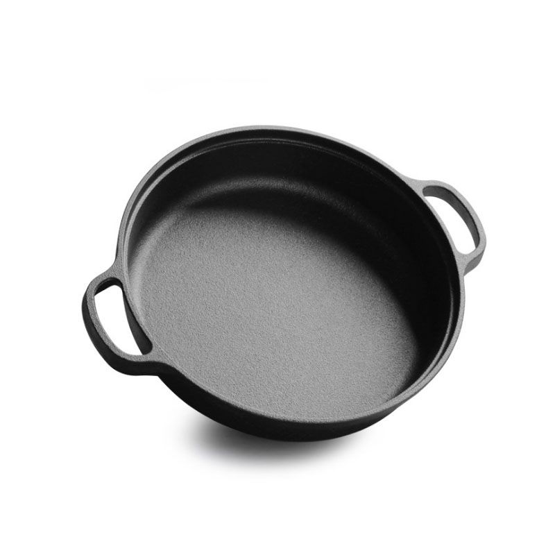 25cm Cast Iron Frying Pan With Wooden Cover Pancake Pan