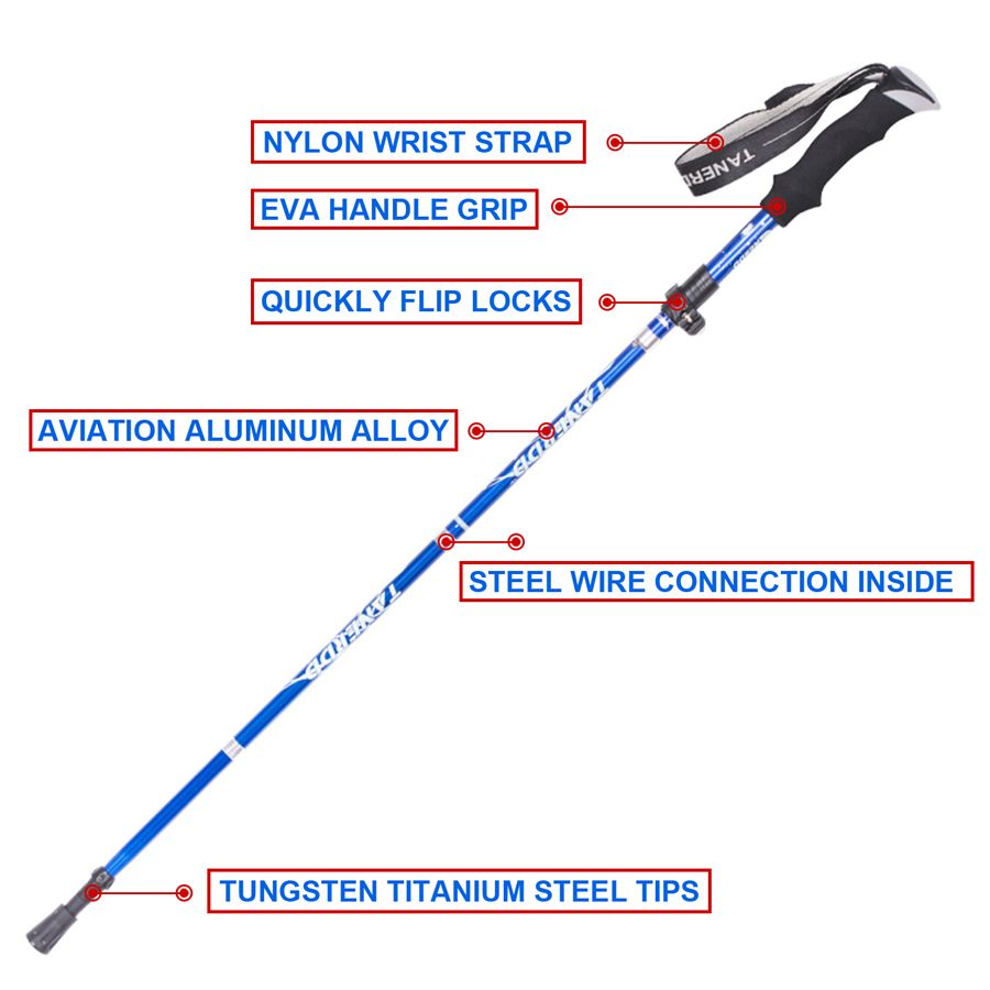 Anti Shock Walking Stick Telescopic Baton Trekking Stick
