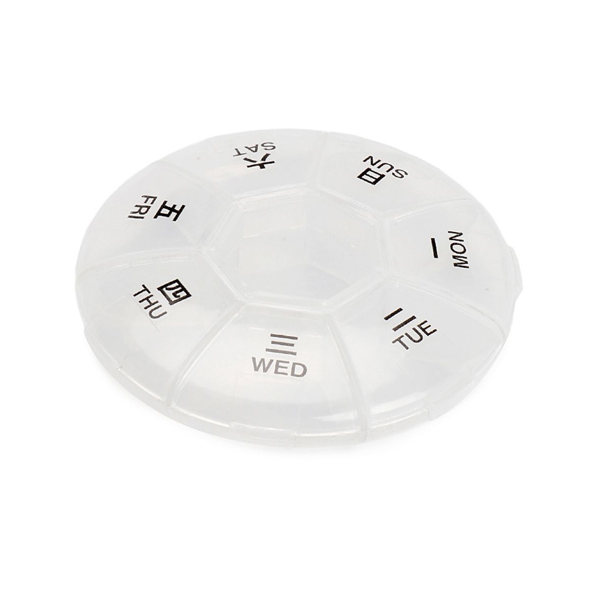 Round Portable Pill Box Medicine Planner Small Case Weekly Pill Organizer 7-Sided Pill Reminder Round Shaped