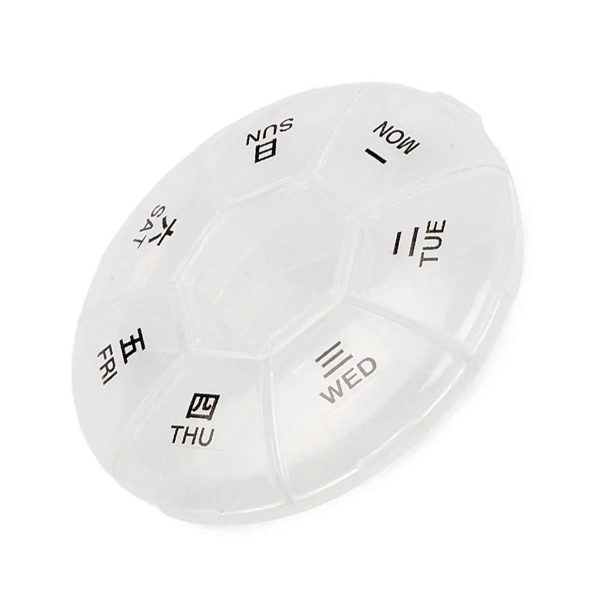 Round Portable Pill Box Medicine Planner Small Case Weekly Pill Organizer 7-Sided Pill Reminder Round Shaped
