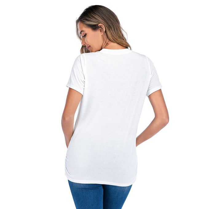 Pregnant Woman  Omfortable T-shirt Short Sleeve T-shirt With Number Design-white-M