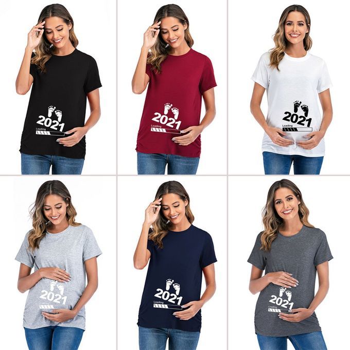 Pregnant Woman  Omfortable T-shirt Short Sleeve T-shirt With Number Design-white-M