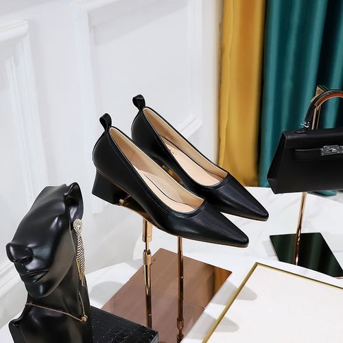 Lady Shoes Women's Fashion Thick Heel Shoes Ladies Office Pumps Black