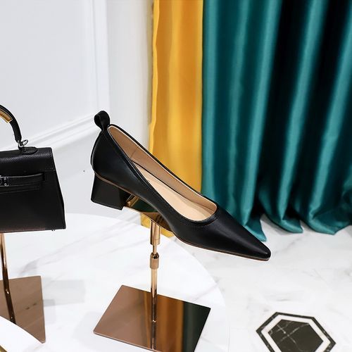 Lady Shoes Women's Fashion Thick Heel Shoes Ladies Office Pumps Black