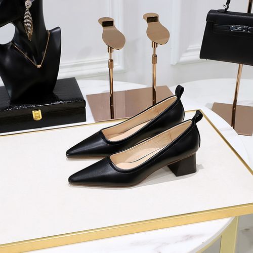 Lady Shoes Women's Fashion Thick Heel Shoes Ladies Office Pumps Black