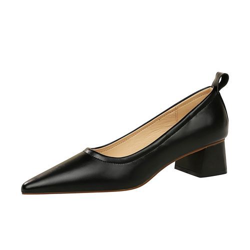 Lady Shoes Women's Fashion Thick Heel Shoes Ladies Office Pumps Black