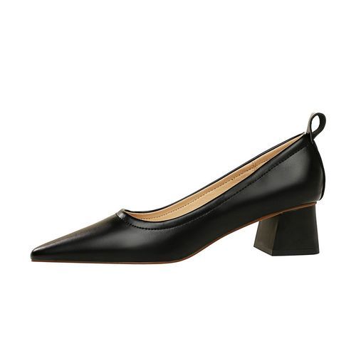 Lady Shoes Women's Fashion Thick Heel Shoes Ladies Office Pumps Black