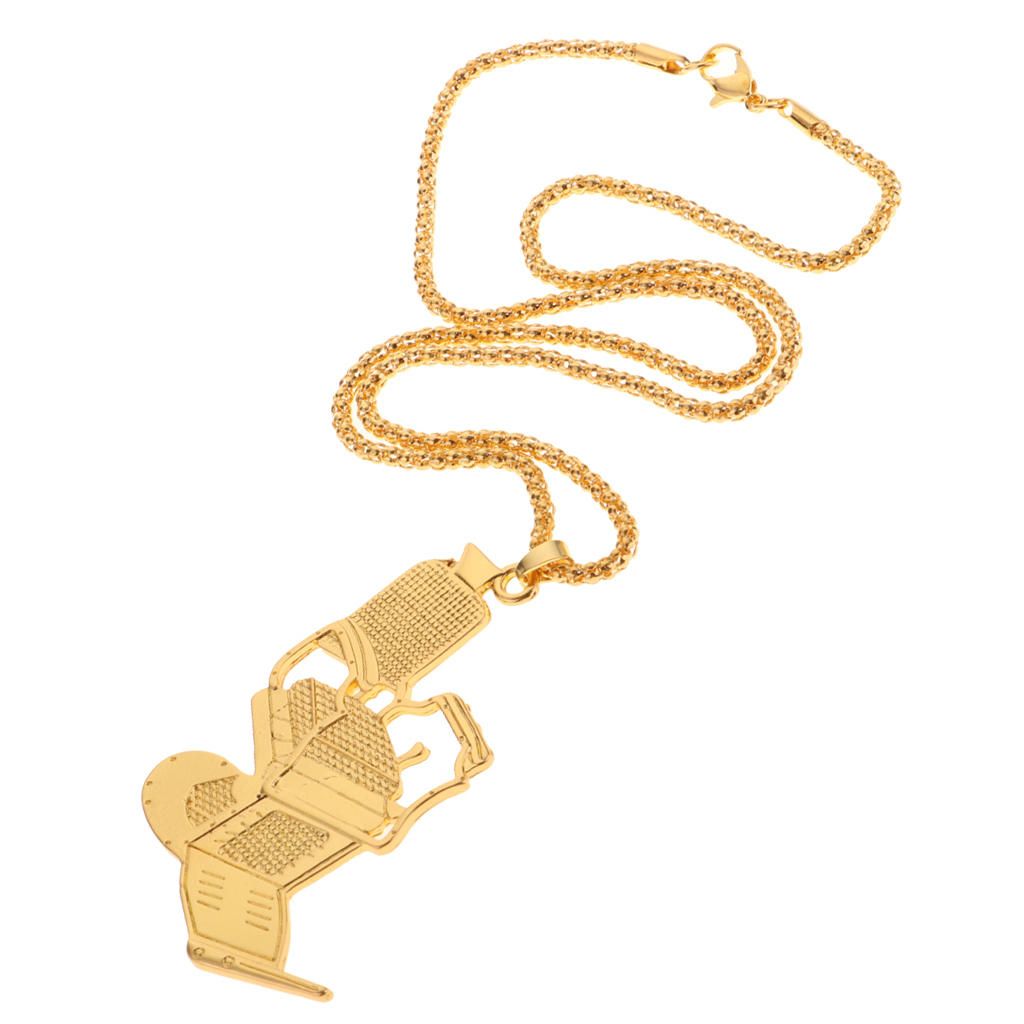 Golden Barber Chair Pendant Necklace Sweater Bag Car Chain For