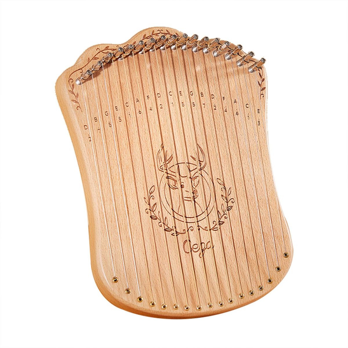 17 String Lyre Harp Portable Solid Beech Wood Harp String Musical Instrument with Tuning Wrench Picks for Beginners Kids Adults