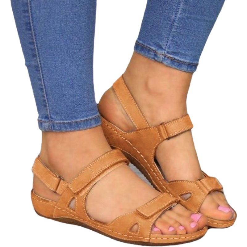 Women Summer Open Toe Comfy Sandals Super Soft Premium Orthopedic Low Heels Walking Sandals  Toe Corrector Cusion(#Gray)