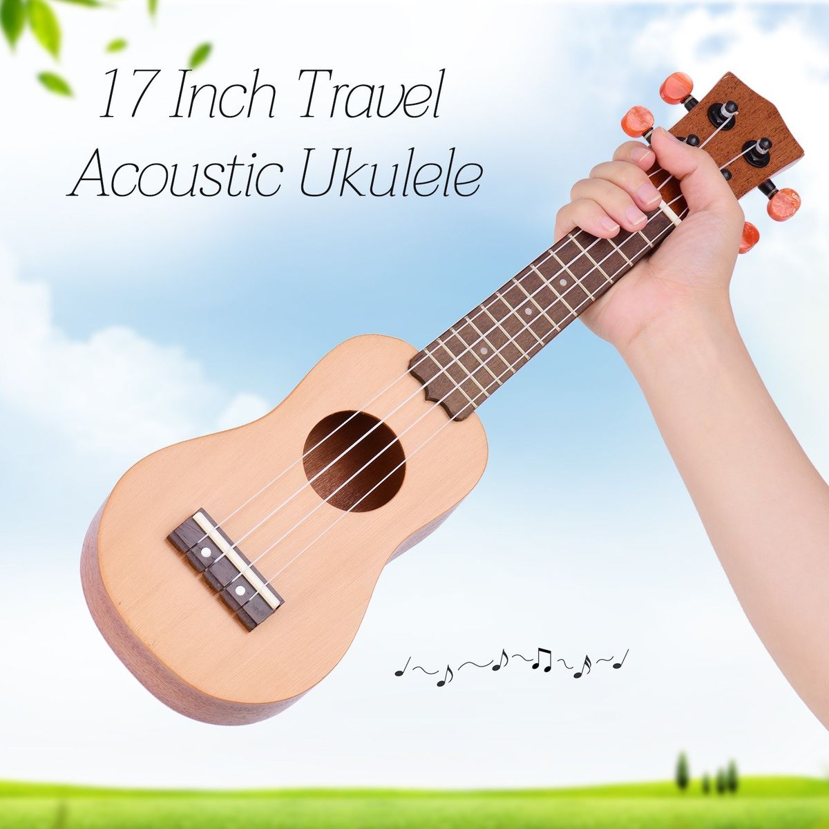 Muslady 17 Inch Mini Acoustic Ukulele Travel Portable
