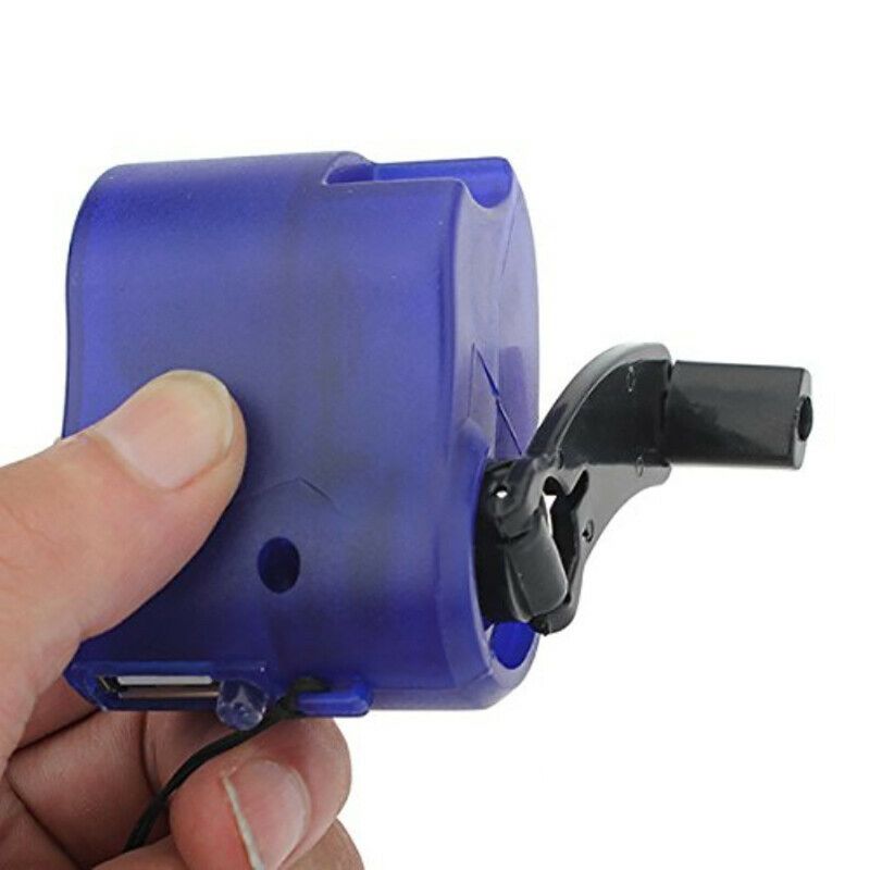 USB Hand Crank Phone Charger Manual Outdoor Hiking-Black