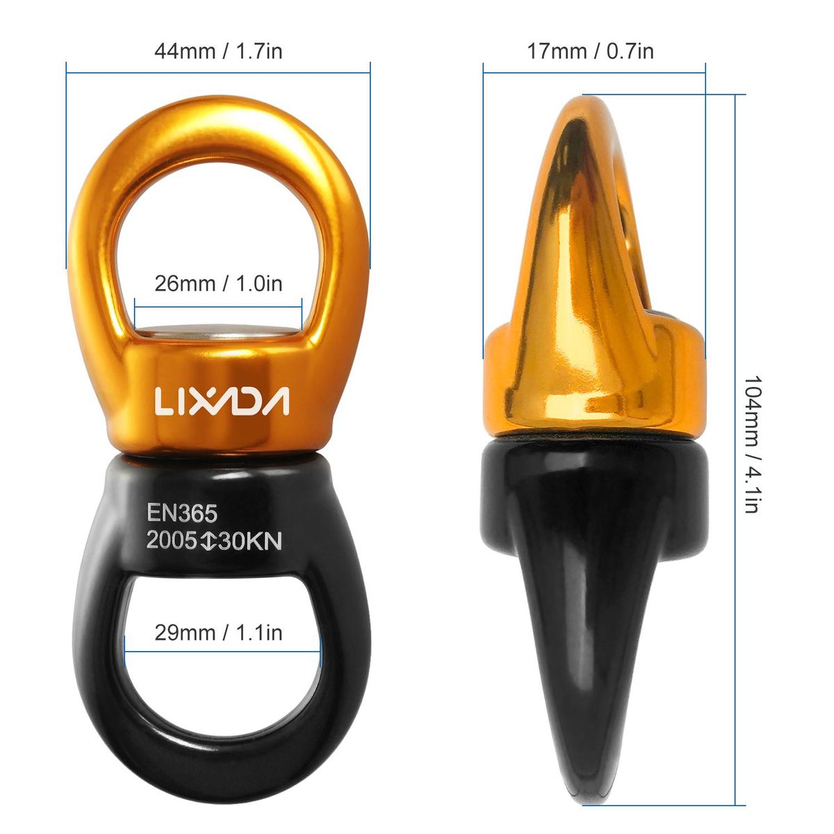 Lixada Swing Swivel 30kN Safest Rotational Device Swing Spinner Carabiner Swivel Climbing Rope Swivels for Web Tree Swing Setting Hammock