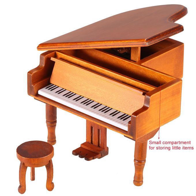 Windup Wooden Piano Musical Box Classical Melody Music Box
