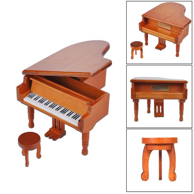 Windup Wooden Piano Musical Box Classical Melody Music Box