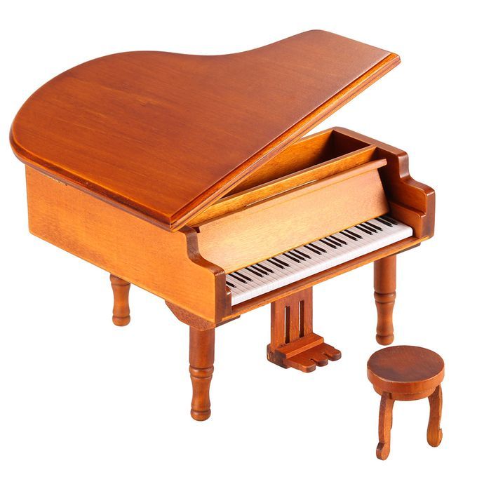 Windup Wooden Piano Musical Box Classical Melody Music Box