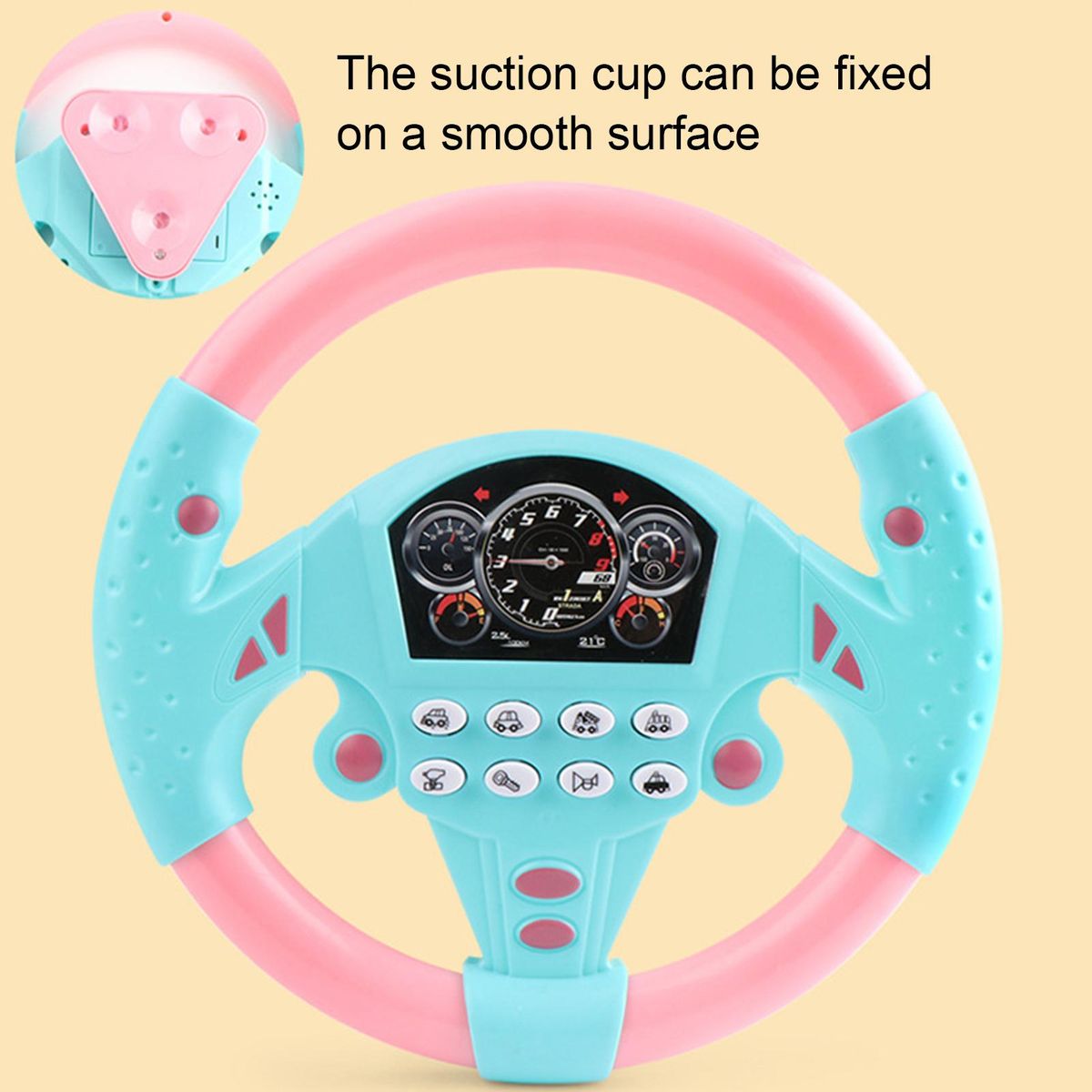 Early Education Machine Body Movements Development Steering Wheel Toy Pink