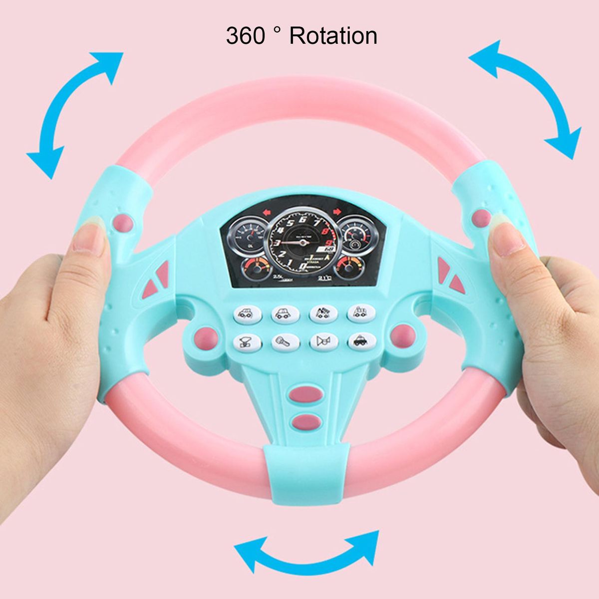 Early Education Machine Body Movements Development Steering Wheel Toy Pink