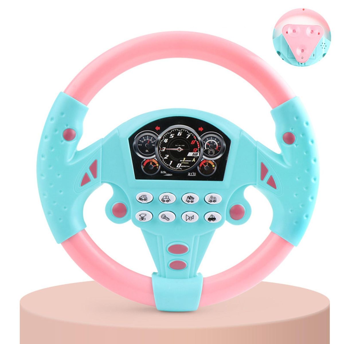 Early Education Machine Body Movements Development Steering Wheel Toy Pink