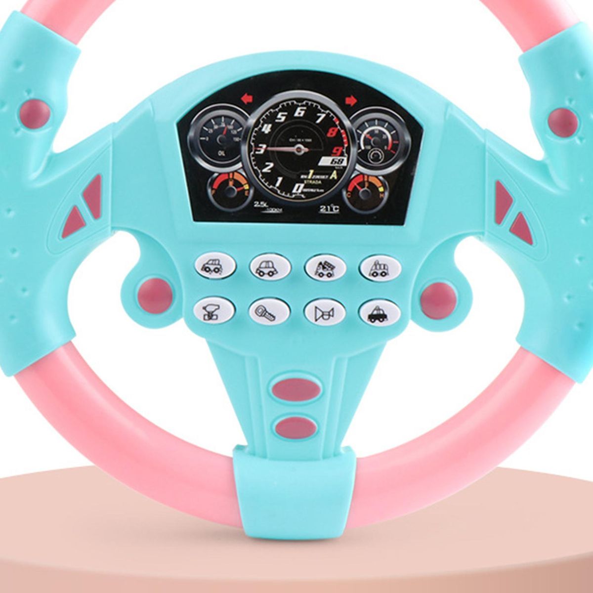 Early Education Machine Body Movements Development Steering Wheel Toy Pink