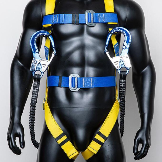 Safety Harness Belt Fall Protection 25KN Elastic Lanyard Double Belt