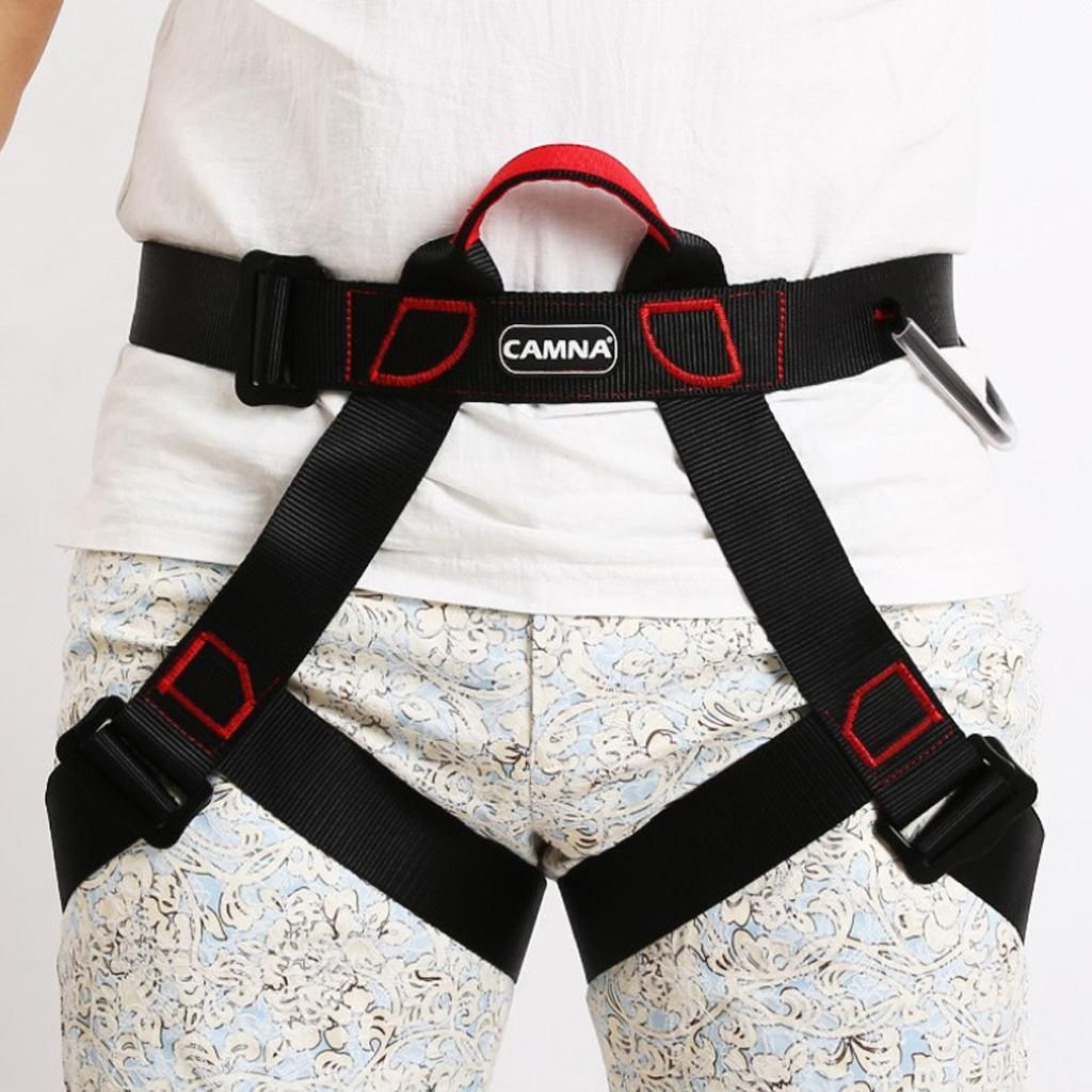 Professional Safety Rock Tree Climbing Rappelling Harness Seat Black