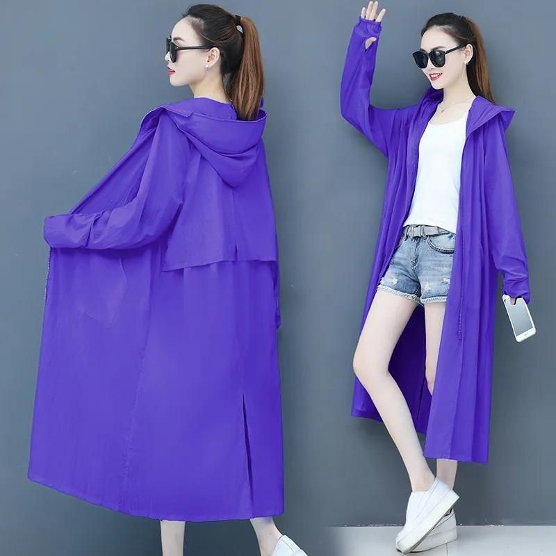 Women's Long Sun Protection Clothing 2023 New Summer Fashion Thin Anti Ultraviolet Outerwear Hooded Jacket Kimono Ladies Top 708