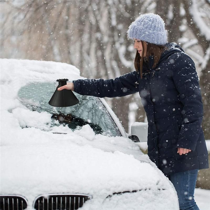 Plastic Cone Shaped Magic Car Windshield Snow Remover Shovel Ice Scraper Outdoor Windows Glass Cleaning Tool Funnel