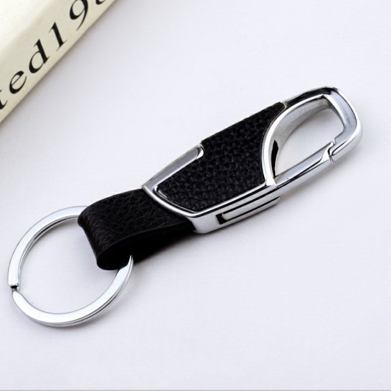3pcs Men Car PU+Metal Keychain Waist Hanging Key Ring(2.3x9cm)
