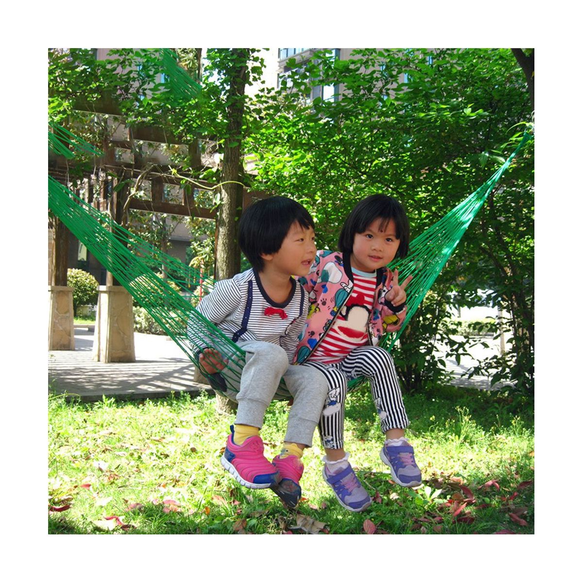 Thick Mesh Camping Hammock Nylon Rope Single Hammock Nylon