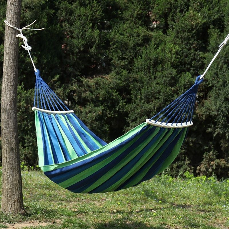 Canvas Hammock 260x80  With Stick (Blue Stripes)