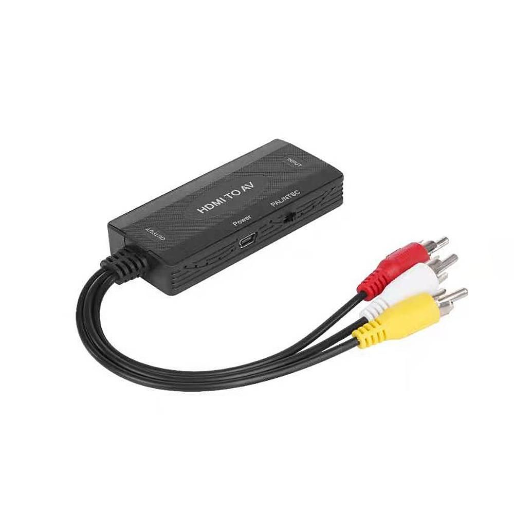 HD to RCA Adapter 1080P HD to L/R CVBS Converter HD to AV Video Audio Adapter Support NTSC PAL Sync Output Audio&Video, Black