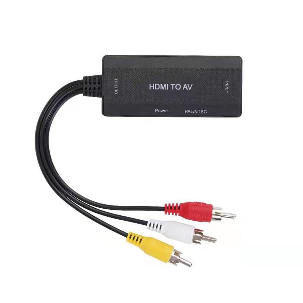 HD to RCA Adapter 1080P HD to L/R CVBS Converter HD to AV Video Audio Adapter Support NTSC PAL Sync Output Audio&Video, Black