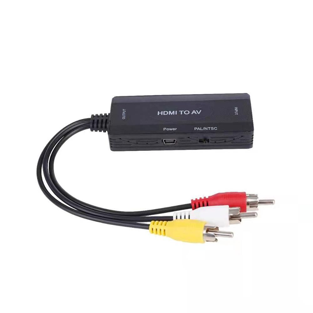 HD to RCA Adapter 1080P HD to L/R CVBS Converter HD to AV Video Audio Adapter Support NTSC PAL Sync Output Audio&Video, Black