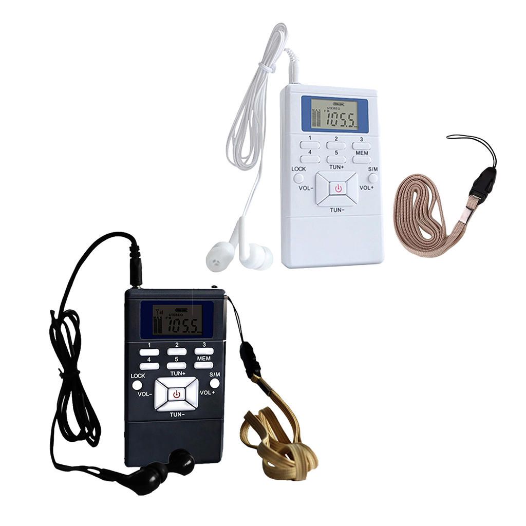 Portable Mini FM Digital Portable Pocket Radio And Earphone White