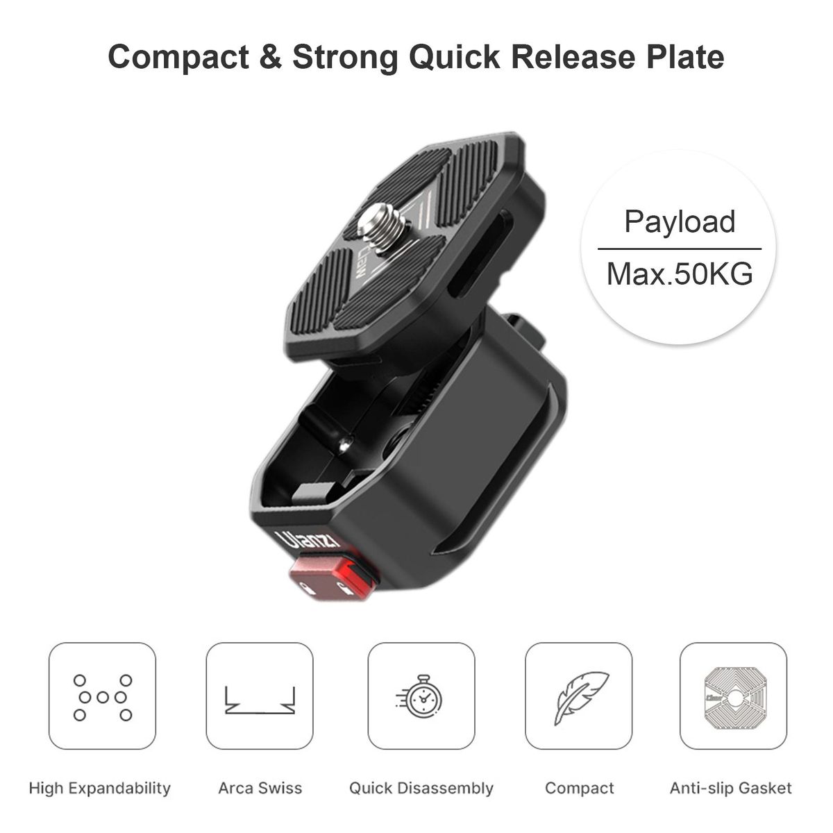 Ulanzi Camera Quick Release Plate Tripod Mount Base 50KG Payload with Arca Swiss Standard Mount Universal 1/4 Interface for DSLR SLR Tripod Monopod Slider Stabilizer Mounting