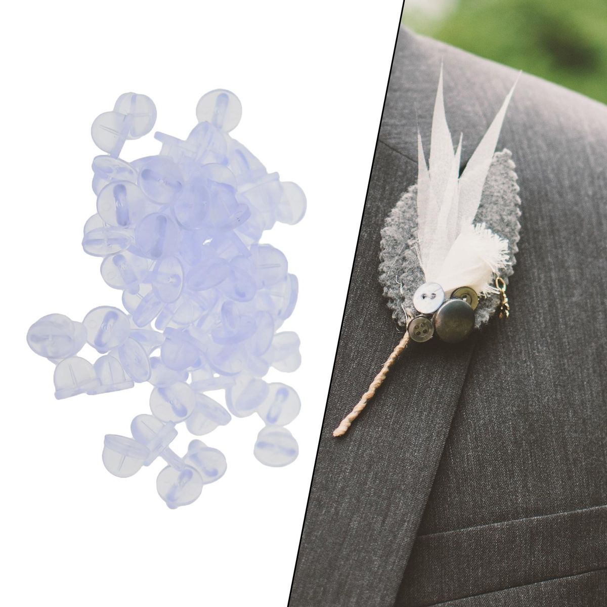 200x Safety Silicone Pin Backs ,Lapel Pins Backings Butterfly Clear