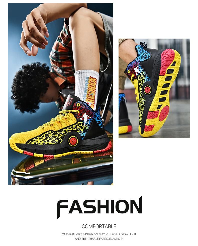 Boys Basketball Shoes Youth Sports Basketball Shoes Yellow