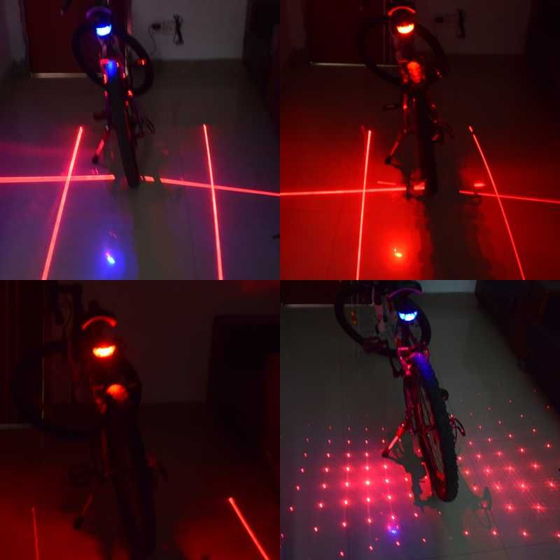5led2laser Waterproof Led Bycicle Rear Light Have 7 Cool