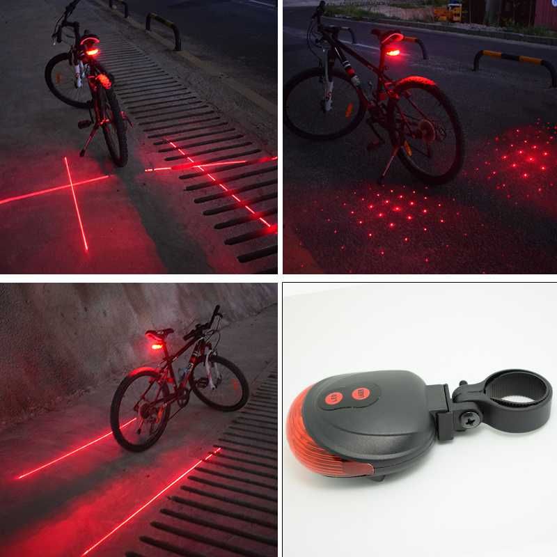 5led2laser Waterproof Led Bycicle Rear Light Have 7 Cool
