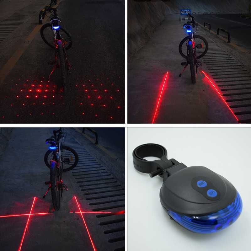 5led2laser Waterproof Led Bycicle Rear Light Have 7 Cool