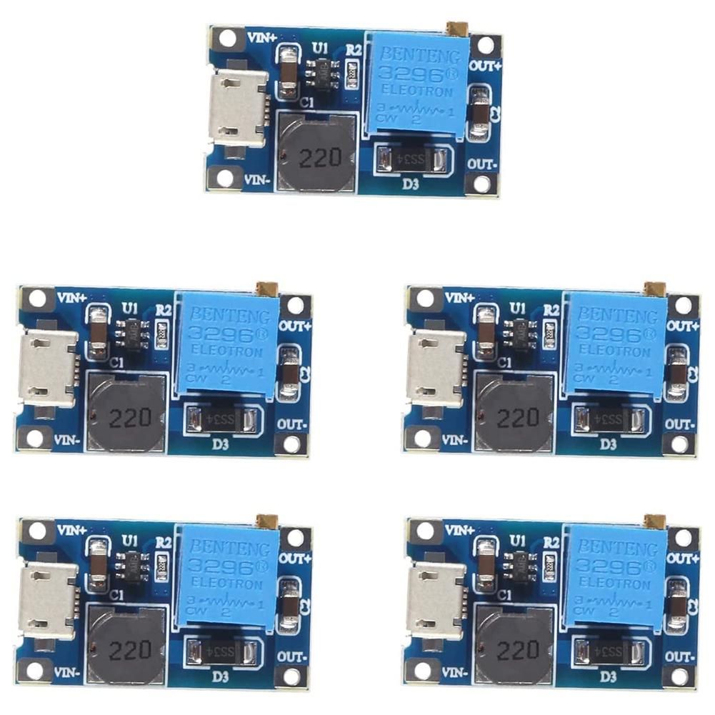 5Pcs 2A DC-DC MT3608 Step Up Boost Module with Micro-USB, Converter
