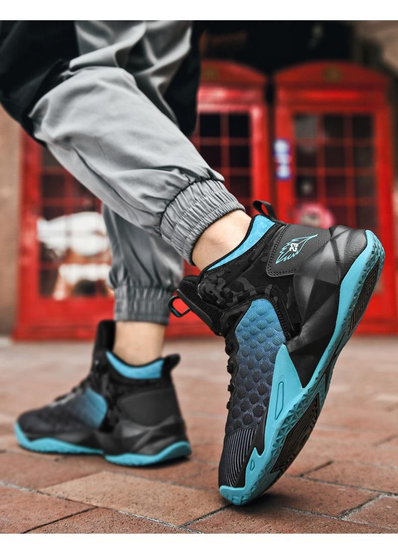 Plus Size (39-48) Basketball Shoes Men's Sports Shoes Blue