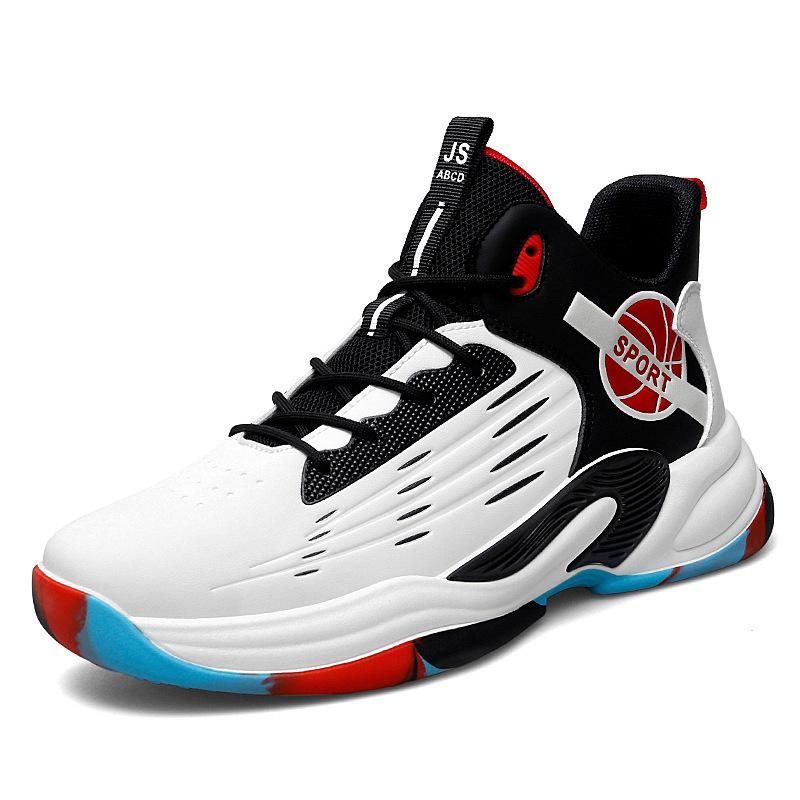 Men'S And Women'S Basketball Shoes Leather High Top Sneakers Black