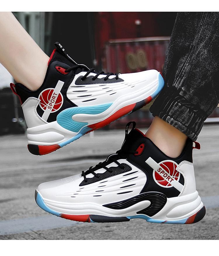 Men'S And Women'S Basketball Shoes Leather High Top Sneakers Black