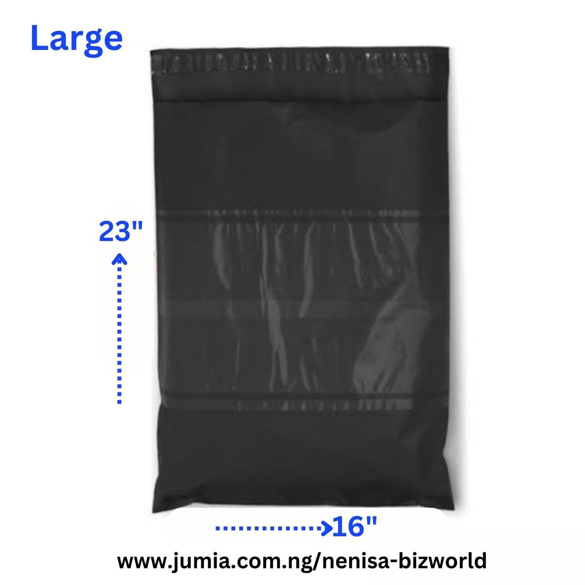 Black Courier Bags / Courier Nylons / Poly Mailer- Inv Pocket 25 Pcs Large- A2 -40x63cm -16/23 Inches