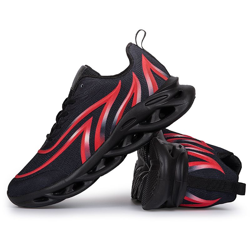 Mens Sneakers Sports Running Shoes-Black Red