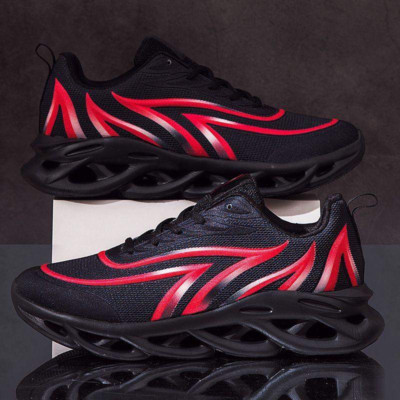 Mens Sneakers Sports Running Shoes-Black Red