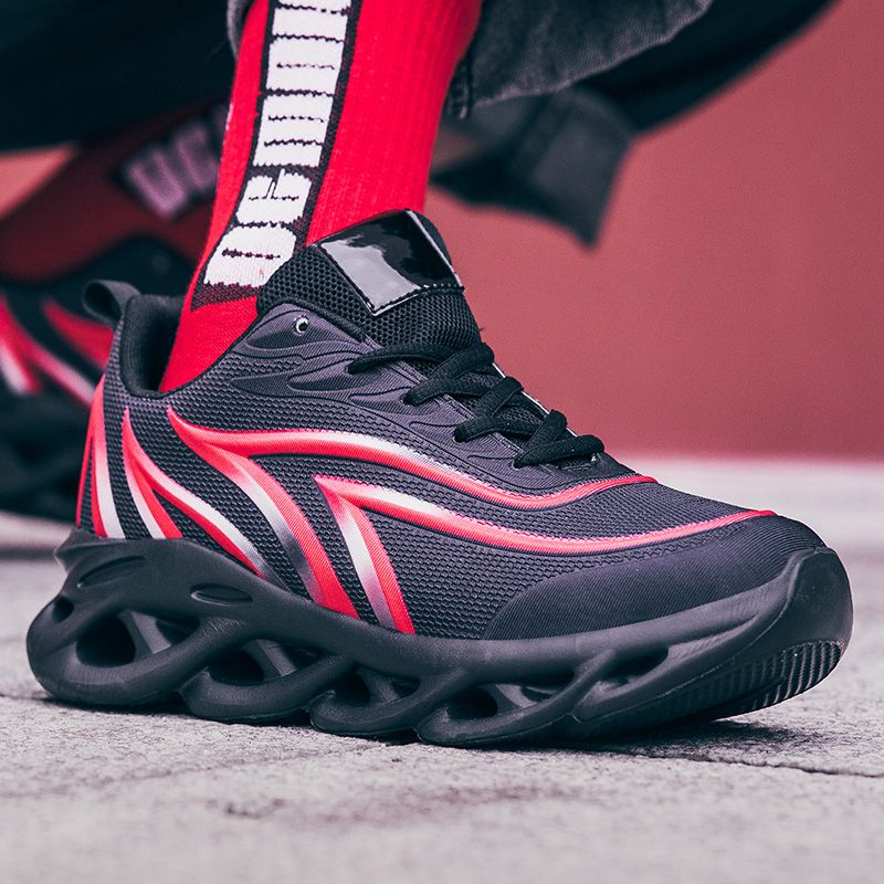 Mens Sneakers Sports Running Shoes-Black Red