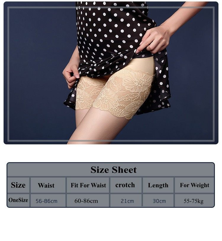 (white) Lace Safety Short Pants Anti Chafing Thigh Bands Two In One High Waist Elastic Under Skirt Shorts Ice Fabrice Seamless DOU